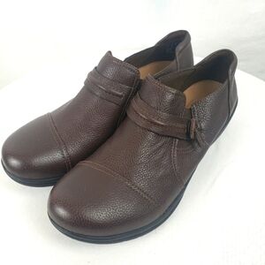 NWOB Clark's Collection Marron Fornce Brown Leather Slip-On Shoes Sz 9.5